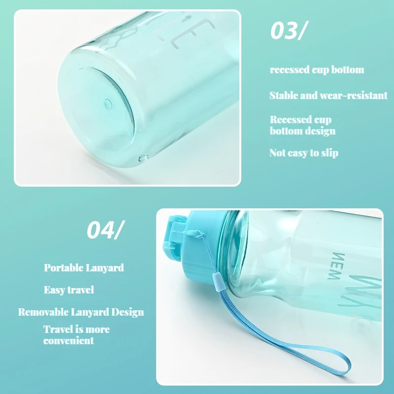 Sports Water Bottle Transparent Portable for Drinking Kitchen Tools 650ML for School Gym Travel Girl and Boy