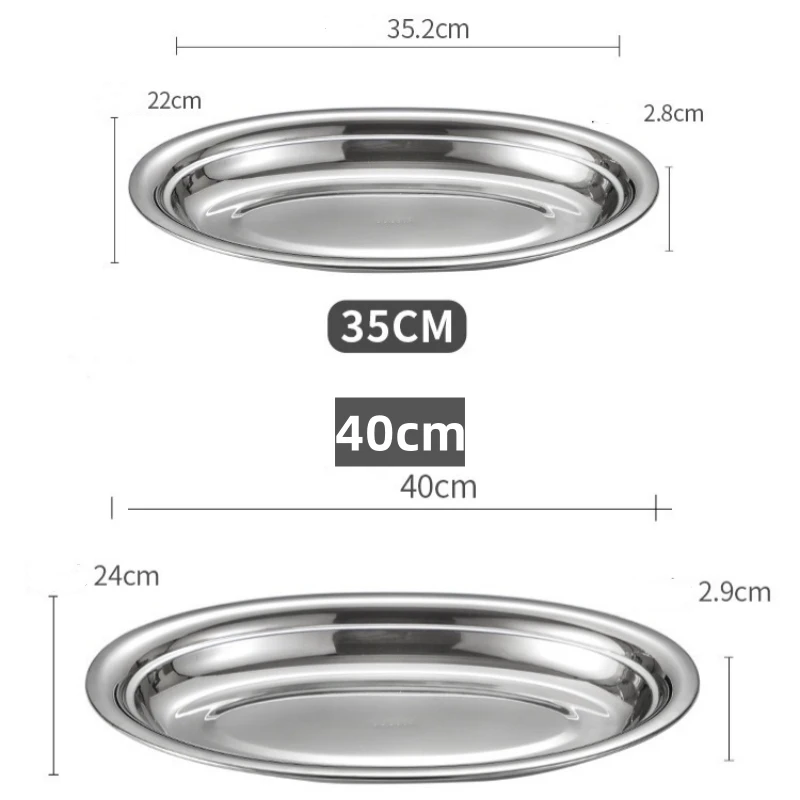 Stainless Steel Oval Fish Plates for Household Dinner