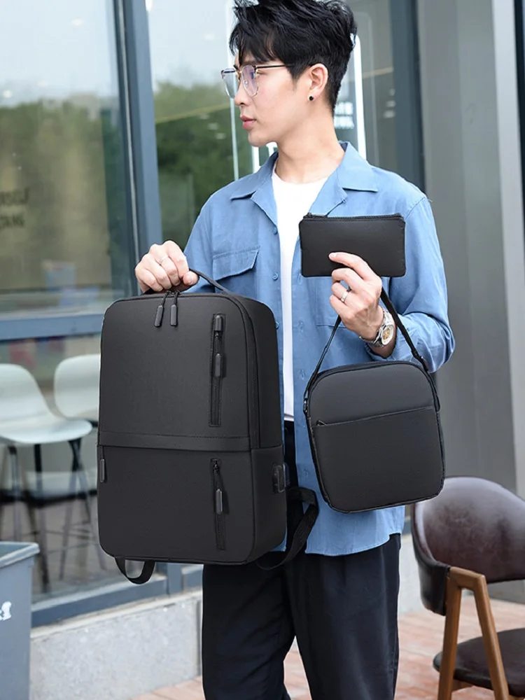 Men's Business Laptop Backpack Portable Oxford Youth School Hiking Travel Leisure Fashion Sports One Shoulder Crossbody Bag