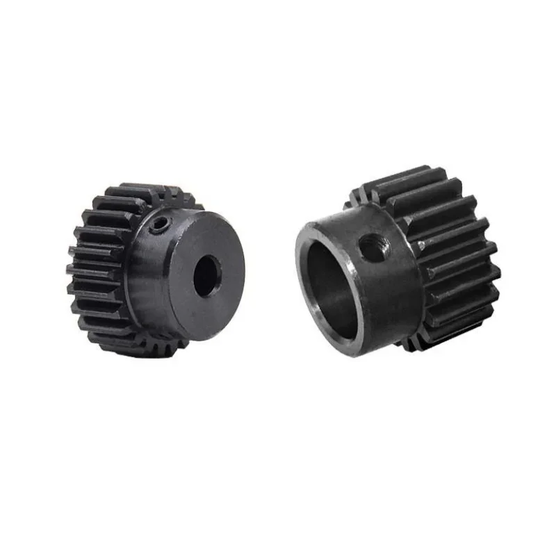 45# Steel 1 Mod Spur Gear Metal Transmission Gear 1M 15/16/17/18/20/24/25/30/35 T Pinion Motor Convex With Step Bore 4~15mm