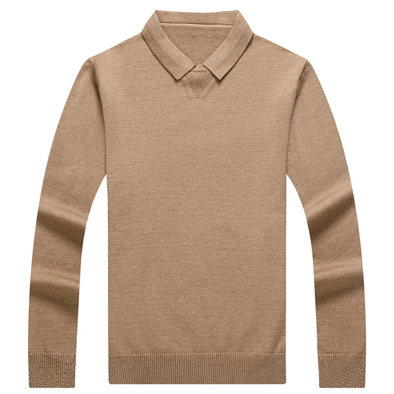 Spring and Autumn New Casual Sweater Men's Fashion Knitwear Polo Collar Solid Color Slim Bottoming Shirt