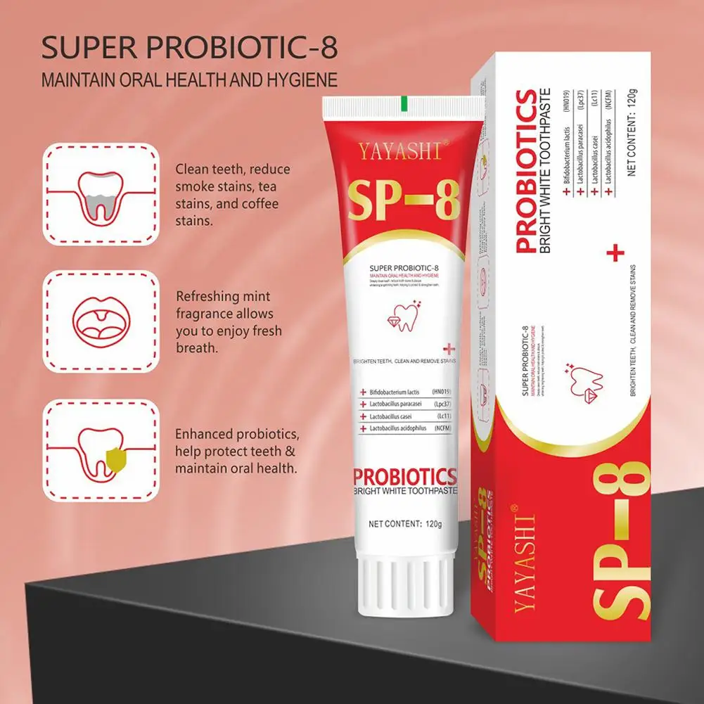 SP-8 Whitening Toothpaste Probiotic Tooth Cleaner Removal Plaque Stain Reduce Yellow Oral Clean Dental Whitening