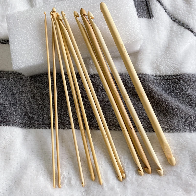 

1Pcs 25cm Double Ended Bamboo Tunisian Crochet Hooks 3mm-10mm Double End Knitting Needle Weave Craft Sweater Knitting Hooks