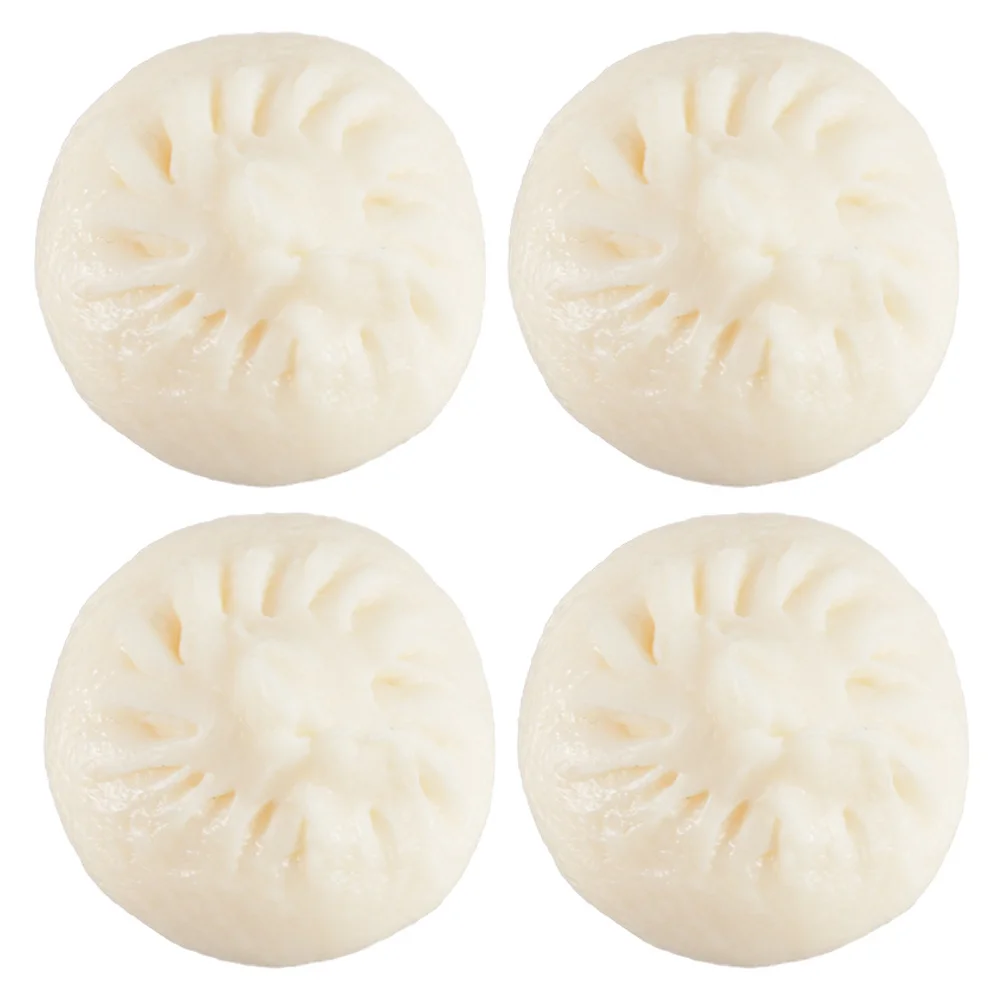 

4 Pcs Simulated Buns Food Model Steamed Stuffed Kitchen Toy Fake Buns Pvc Ornament Cooking