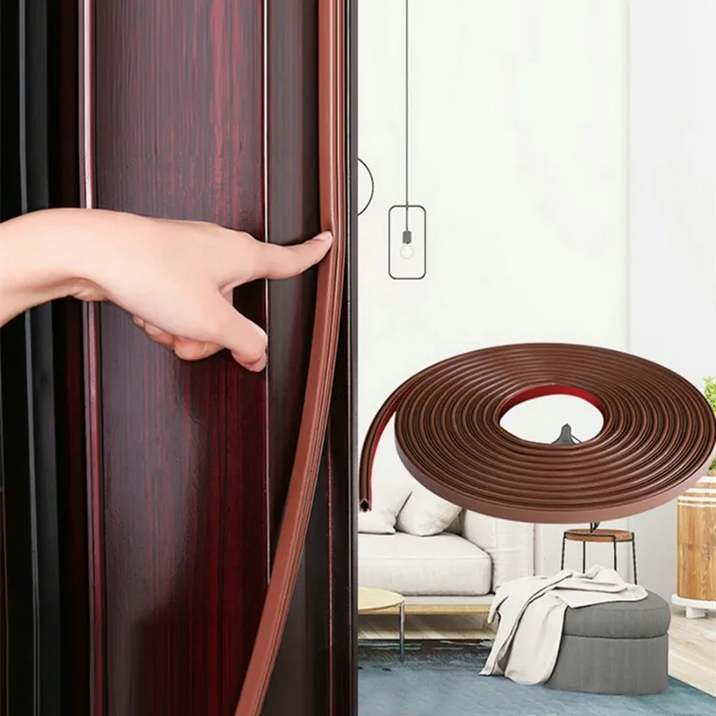 6M Silicone Rubber Sealing Strip Crash 10MMX6/8/10/12MM Soundproof Door Thong Strip Security Door Window Sealed Slot Type Decor