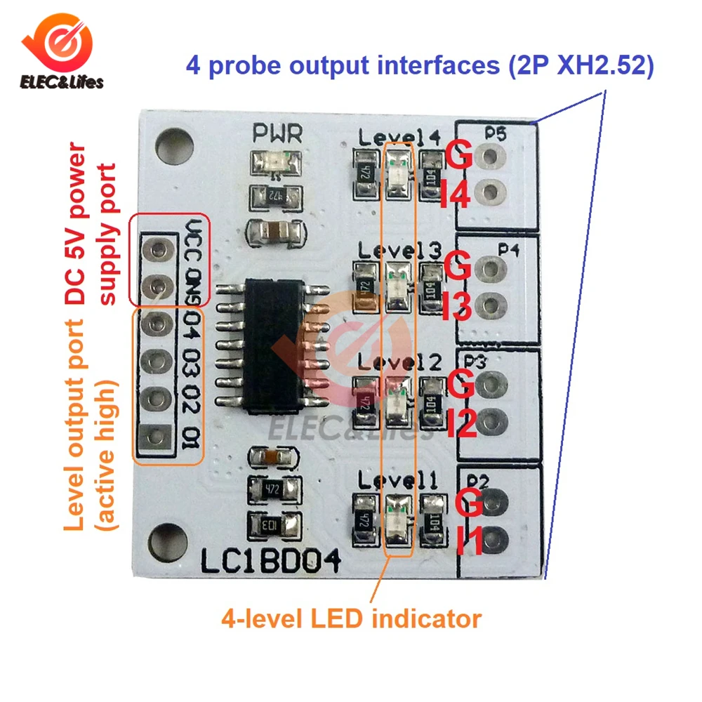 DC 5V 7-12MA 4 Digital Water Liquid Level Indicator Board Controller Sensor Switch Module for Fish tank Water Tower