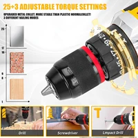 Kit perceuse-visseuse sans fil 21V, 45 Nm et mandrin sans clé 3/8 pouces, embrayage 25+3 vitesses, 120 outils de bricolage pour batterie Makita 21V 2