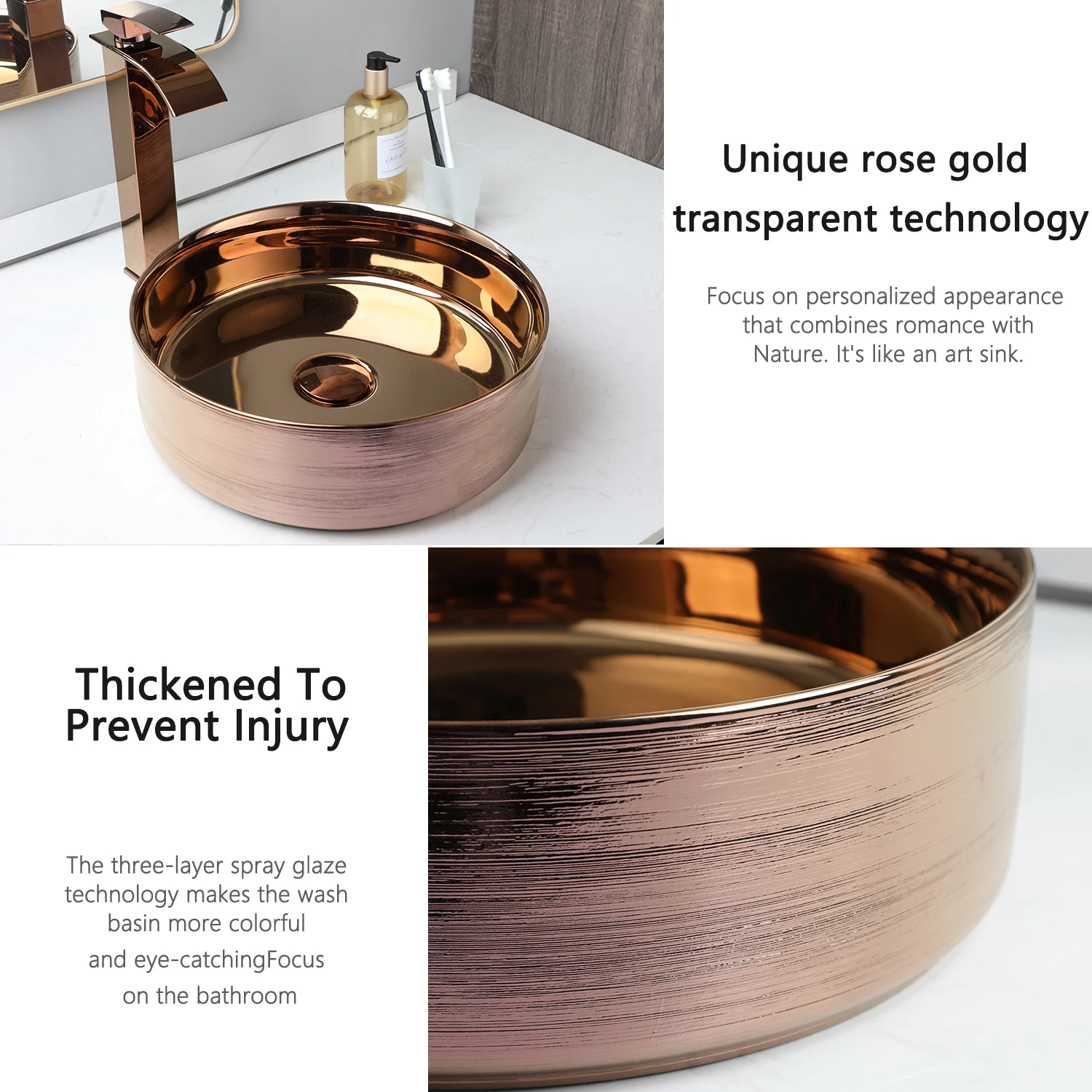ZAPPO Vessel Sink Round Ceramic Bathroom Sinks Above Counter Washing Sink Faucet Combo Deck Basin Sinks Mixer