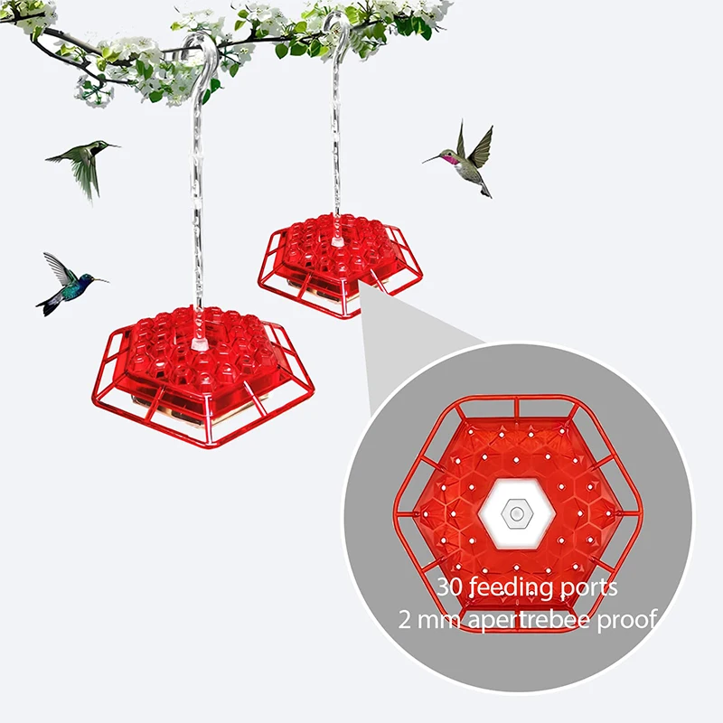 Wild Bird Feeder Hanging Hexagonal Bird Feeder With Hook Hummingbird Feeder Garden Bird Feeder Pet Forest Water Dispenser