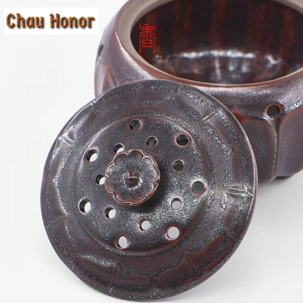 Creative Kiln Change Lotus Seat Ceramic Plate Incense Stove Antique Gilding Galze Silent Space Daily Smeller Zen Burner Holder