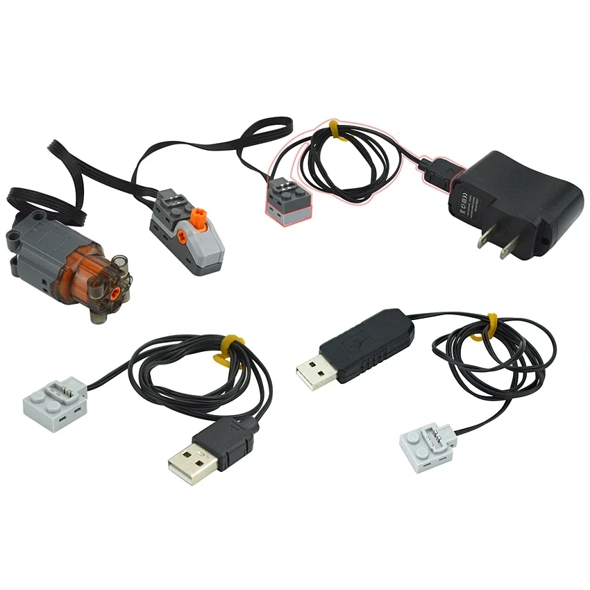 기술 부품 9686 모터 전원 Fuction 그룹 전원 USB Cabe 공급 Cabe For Train Bricks Toys 8883 15039 15036 15012 Leduo
