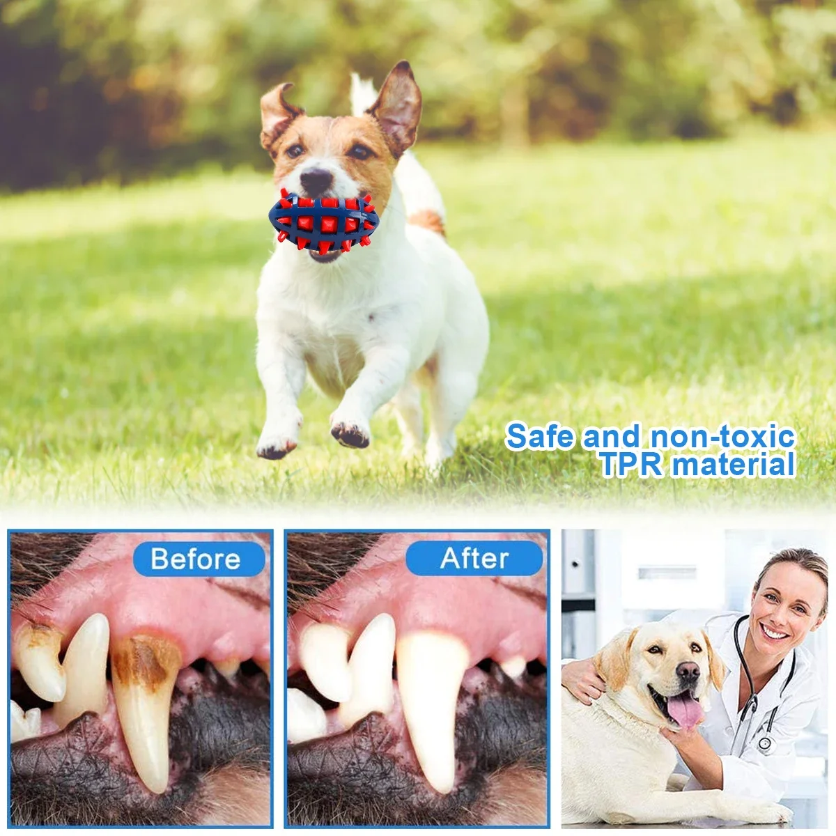 1/2Pcs Squeaky Dog Chew Toys Interactive Puppy Chew Ball Comfortable Rubber Dog Ball Toys Pet Chew Toy for Teething Cleaning 4