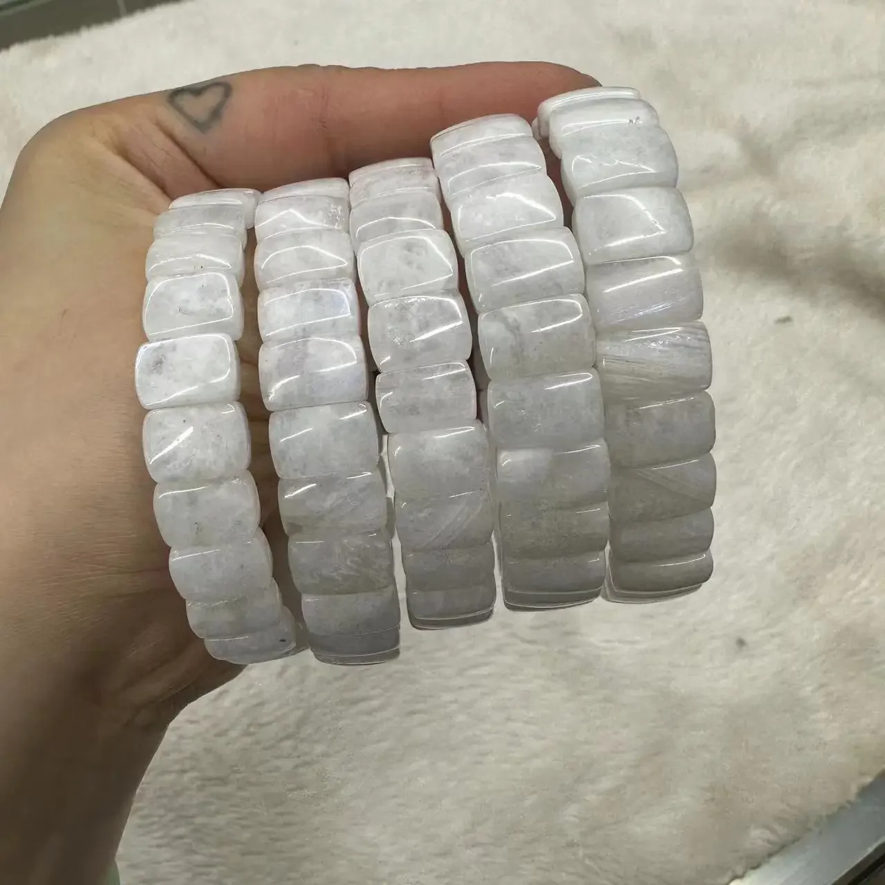 천연 월장석 보석 팔찌, 보석 팔찌, 여성용 선물 도매, 7 × 12mm