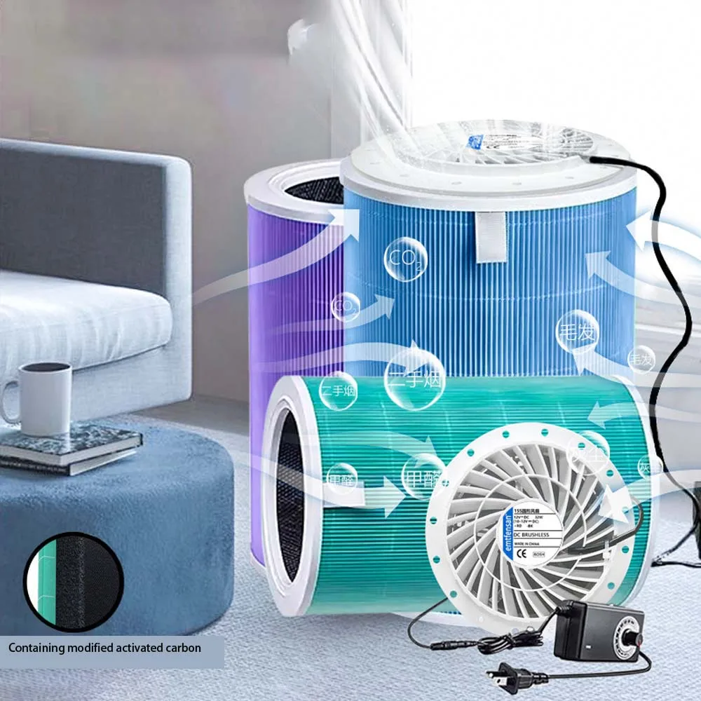 Description Picture 2 of item15cm round Air Purifier Filter Activated Carbon Smoke Odor Formaldehyde Remover DIY Home Office Replacement Filter