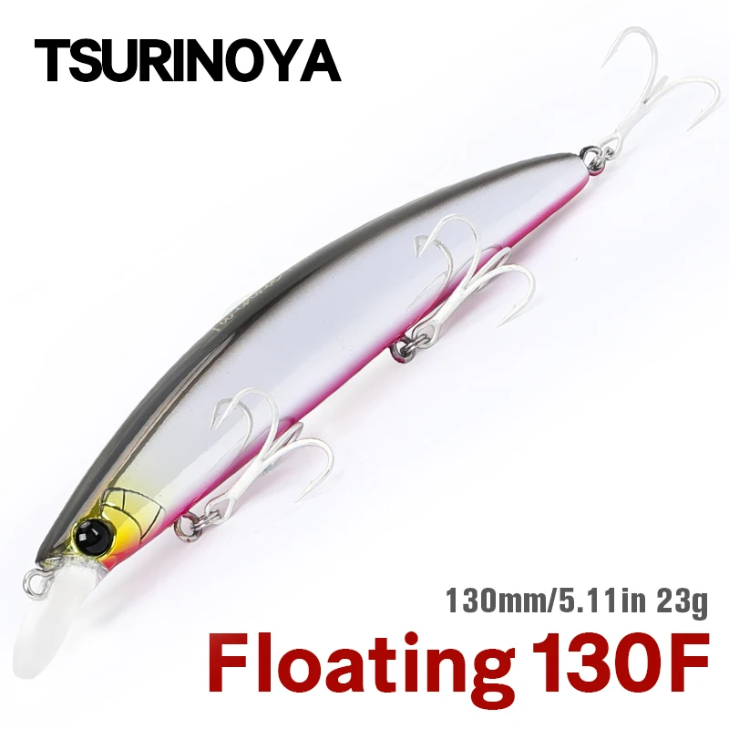 TSURINOYA 130mm 23g 낚시 미노우 TWINKLE 130F DW111 크랭크베이트 낚시 인공 미끼 바닷물 하드 미끼용 플로팅 미끼