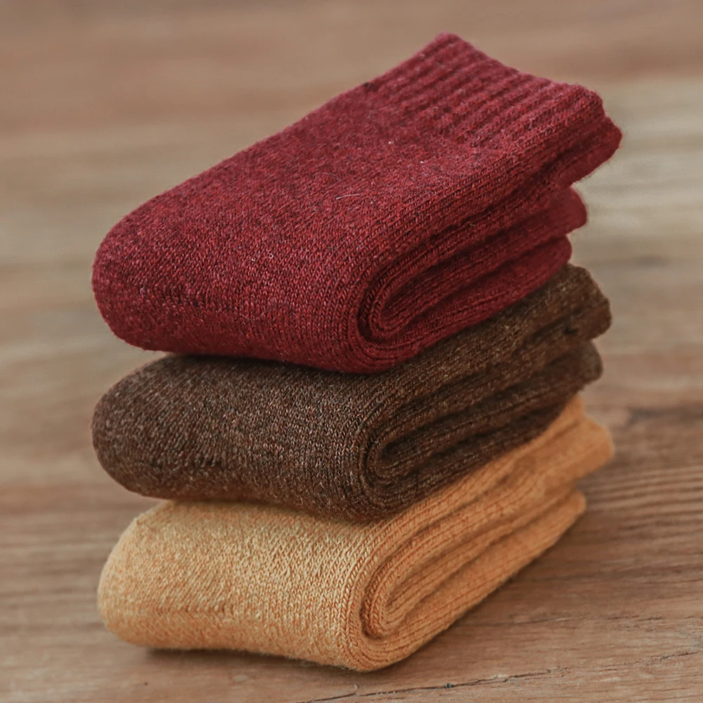 4 pairs of multi-color combination autumn and winter children's warm thickened wool socks solid color versatile warm socks