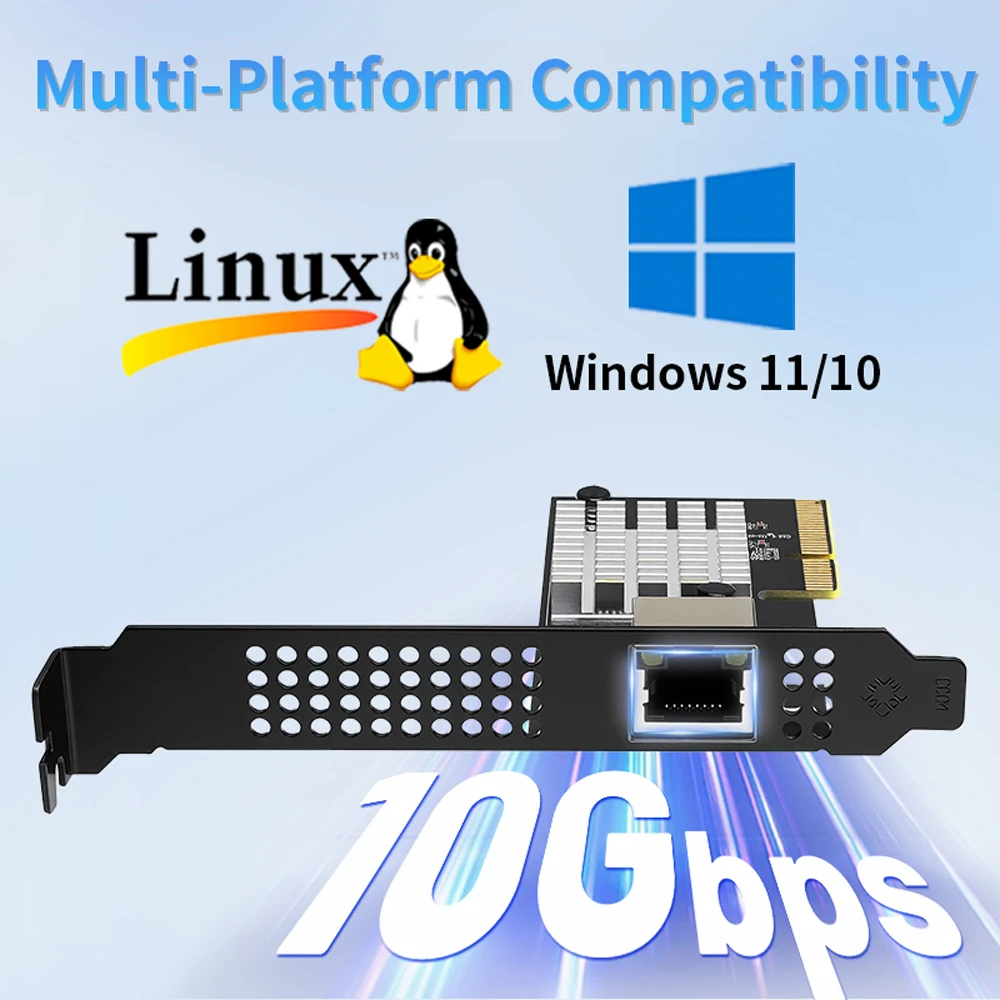 Lekuo PCIe 3.0 X4 - 1포트 10G 이더넷 네트워크 카드 Realtek8127(PXE)용 10Gbps RJ45 Lan 카드, 멀티 기가비트 네트워크 속도 지원