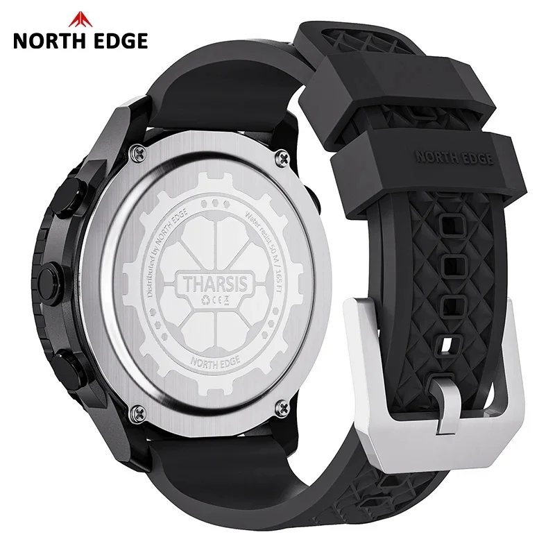 NORTH EDGE THARSIS Men's Carbon Fiber Outdoor Sports Watch - Waterproof with Altimeter, Barometer, Compass, and Luminous Dial