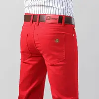 Men's Colorful Denim Stretch Stretch Jeans New Elastic Yellow Pink Red Slim Male Clothing Simple Business Denim Trousers 1