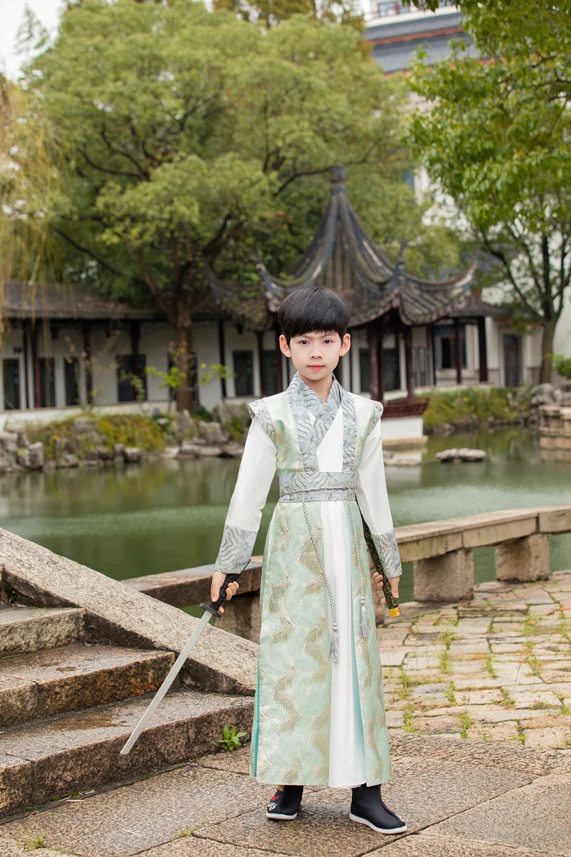 

Boy Long Sleeve Folk Dance Performance Dress Chinese Style Traditional Dress Hanfu Kids Ancient Festival Clothing