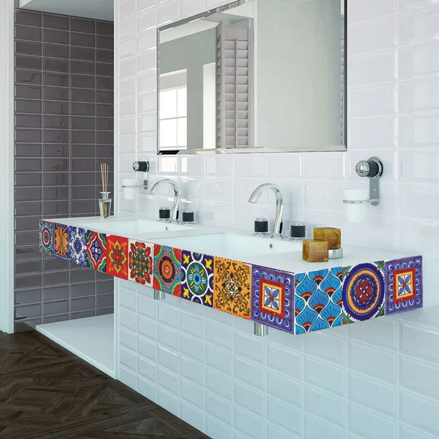 Autocollant mural auto-adhésif Vintage, 24 pièces, pour salle de bains, cuisine, fond de télévision, carrelage étanche, décoration de la maison 2