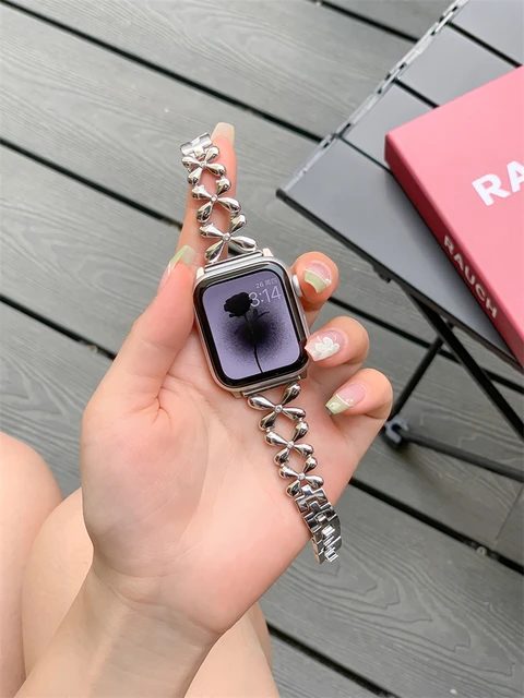 Silver Apple Watch Rose Gold Band  Apple Watch Band Women Silver - Women  Band Apple - Aliexpress