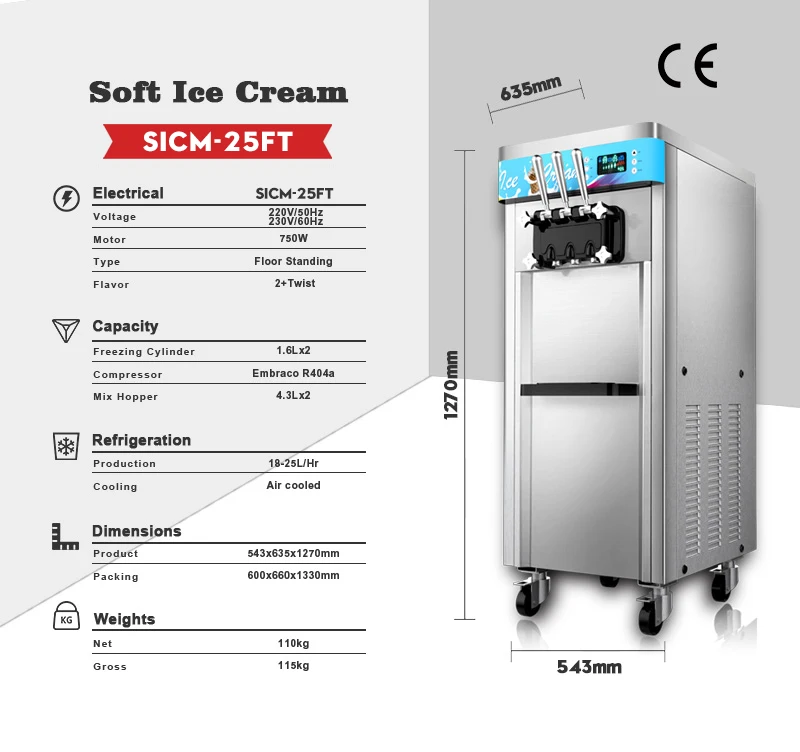 Soft Ice Cream Machine Factory Price Maquina De Helados Frozen Yogurt Commercial Soft Serve Ice Cream Maker Machine Sale