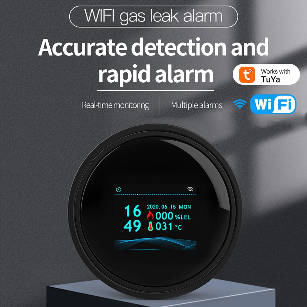 Rilevatore Di Perdite Di Gas Intelligente Tuya Wifi Smart Sensore Di Allarme Di Gas Naturale Led Digital Gas Smoke Alarm Funziona Con Smartlife