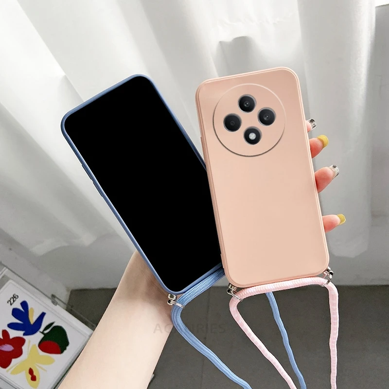Elegant Crossbody Necklace Lanyard Liquid Silicone Phone Case with Strap Cord Cover