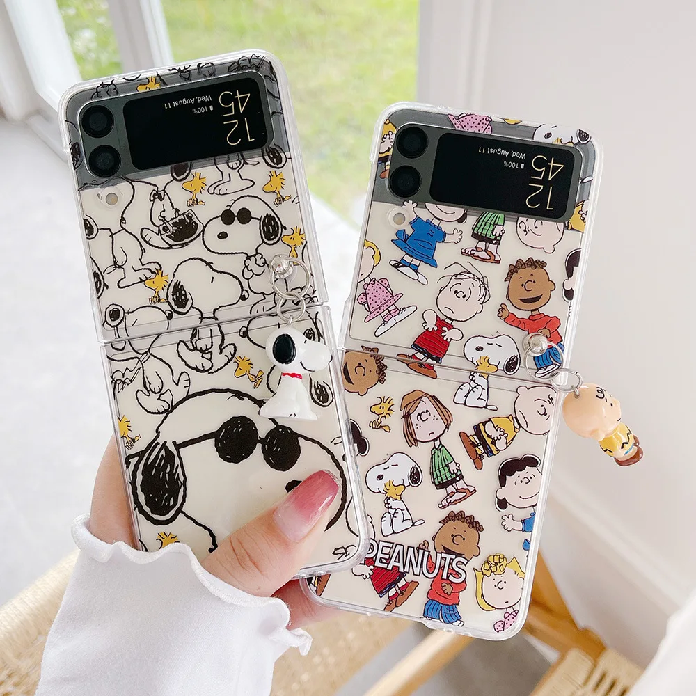 삼성 갤럭시 Z 플립 5 4 3 용 Miniso 스누피 전화 케이스 삼성 Z Flip..