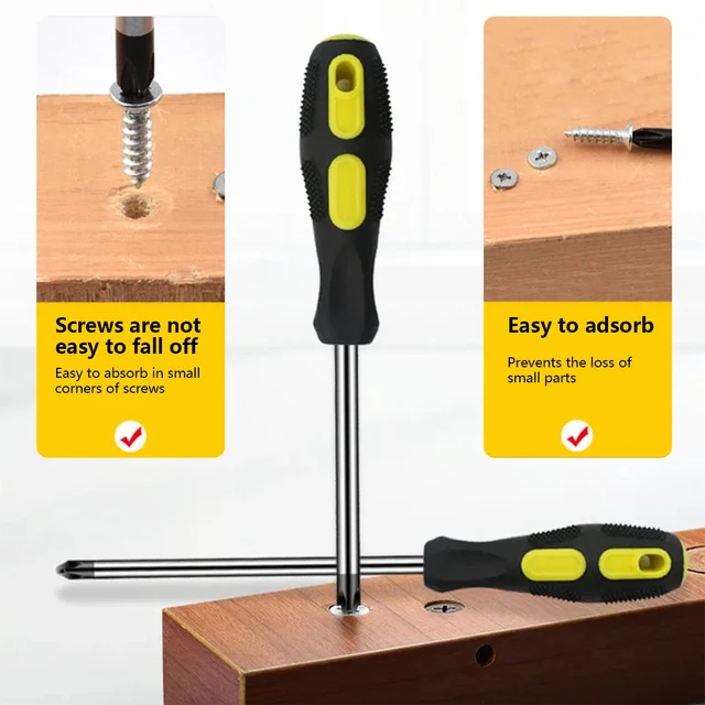 Set 6 Cacciaviti Con Punta Magnetica - 3 Phillips E 3 Piatti, Impugnatura Ergonomica Professionale