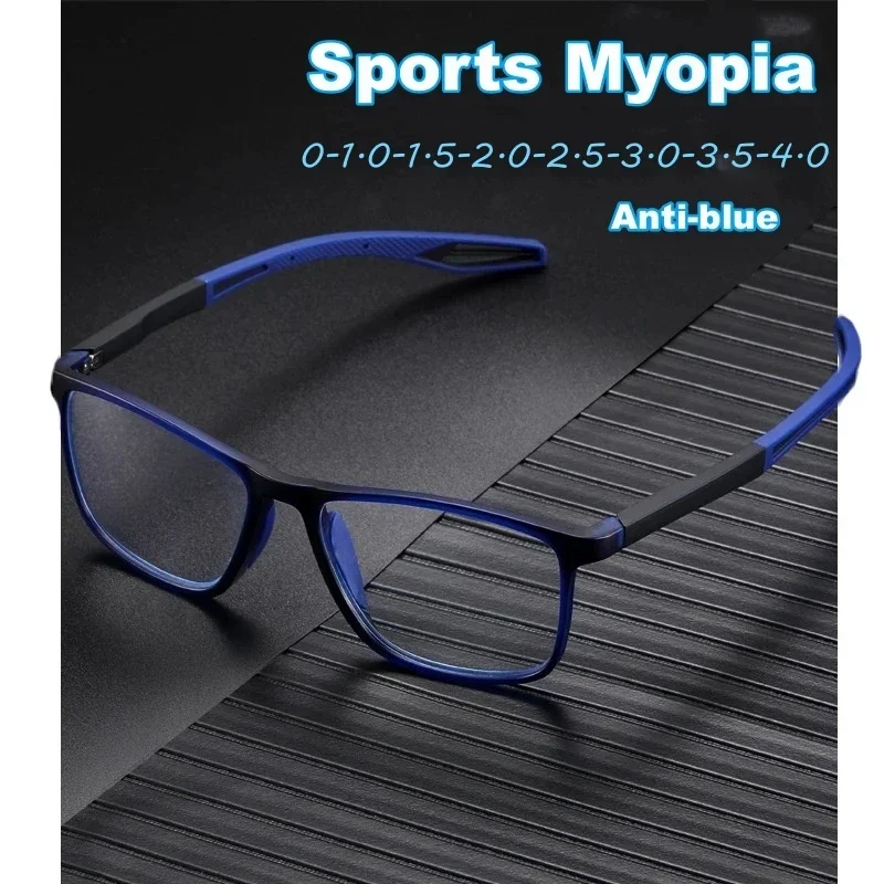 Unisex Blaulicht-blockierende Sportbrille, modischer TR90-Rahmen, Nahsicht, Myopie-Brille, transparente Brille für Männer und Frauen