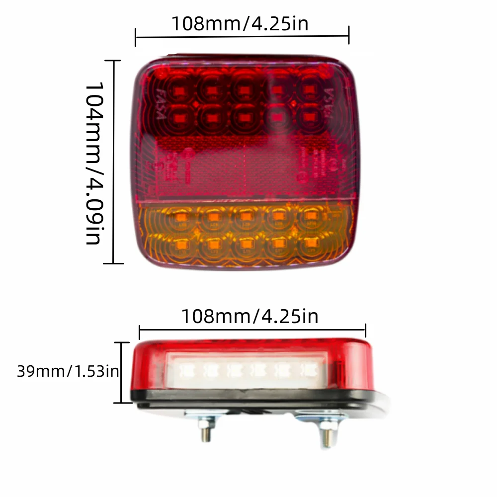 2 Piece 12V 20 LED 7 Pin Rear Towing Tail Light 7.5m+2.5m Trailer Universal Brake Stop Lamp License Number Plate Reflector