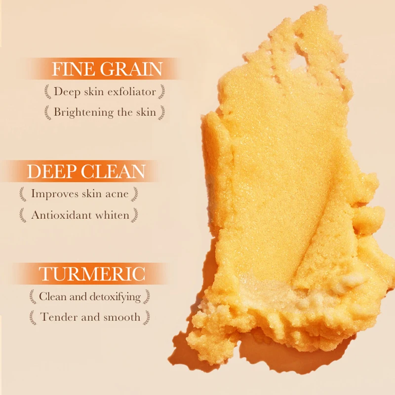 Amococo 2Pcs Turmeric Body Scrub Exfoliating Dead Skin Remover 280g Deep Cleansing Nourishing Smooth Skin