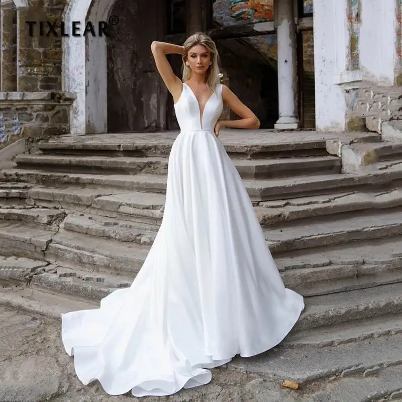 

TIXLEAR Cheap Civil Boho Chiffon Wedding Dress Sexy Backless Spaghetti Straps Beach Illusion Bridal Dress Vestido De Novia 2022