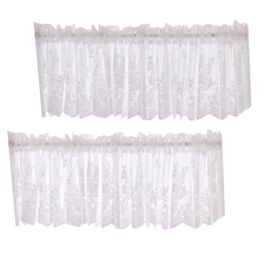 

Window Decorative Shade Curtain Black Out Curtains Voile Half Short Sun Proof Lace Blue Sheer White