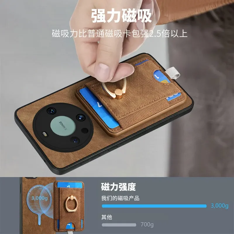 Premium Magnetic Leather Detachable Card Wallet Case - Elegant Protective Back Cover