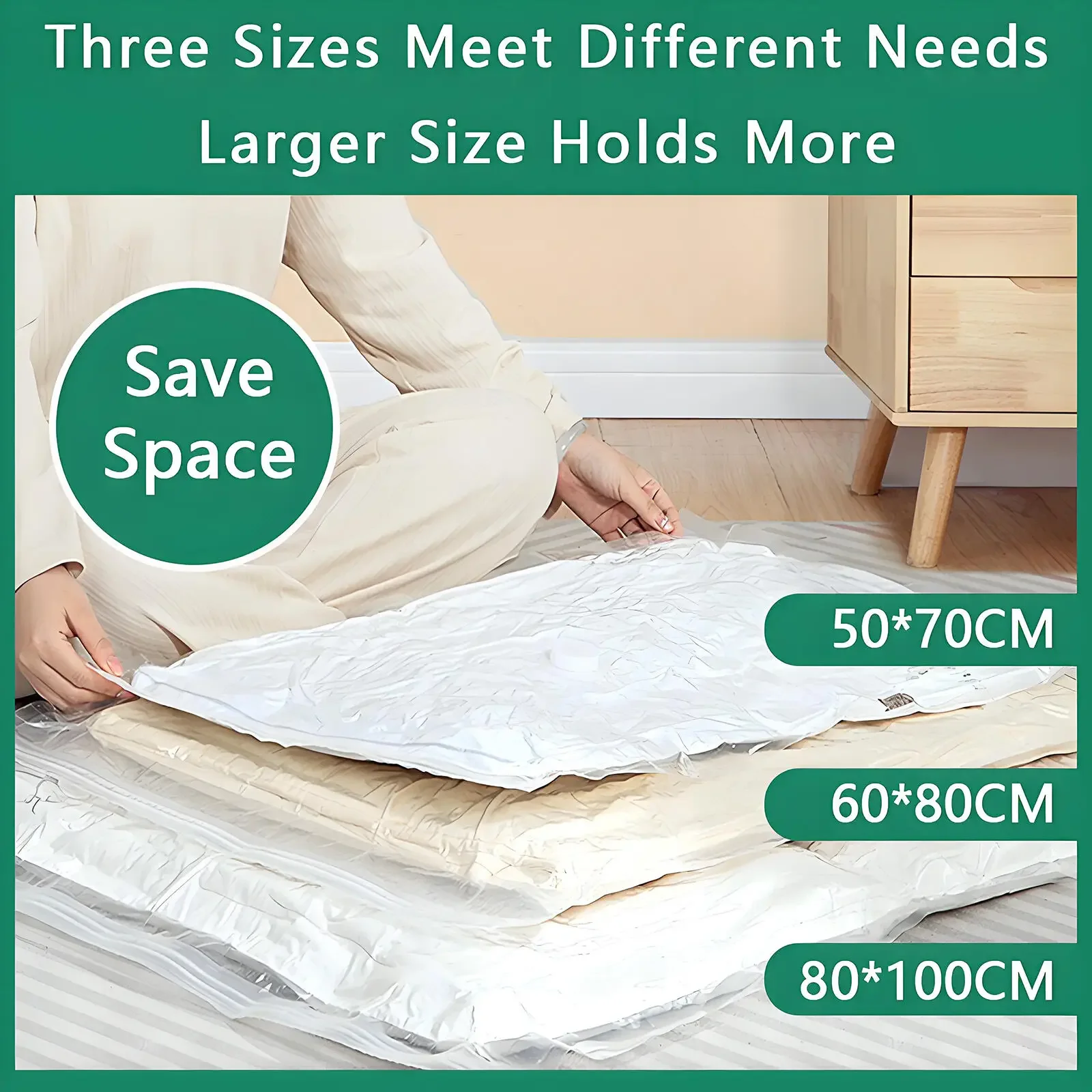 Vacuum Compressed Storage Bags Space-Saving Bedding Organizer Bag for Seasonal Clothing Blanket Toys Storage Home Travel Item 4