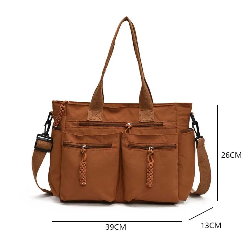 Elegant Nylon Fabric Tote Bag - Stylish Large Capacity Shoulder/Cross-Body Travel Handbag