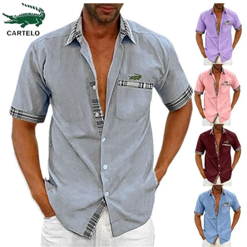 Cartelo New 2023 Spring Casual Shirt Men Avoid Scalding To Handle Cardigan Short -sleeved Fashion Urban Lapel Men's Shirt