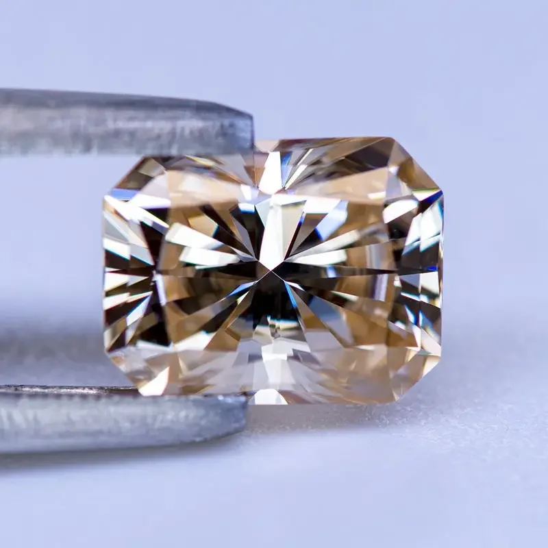 Radiant Cut Primary  Color Tea Yellow Moissanite Stone with GRA Certificate Lab Grown Diamond for Jewelry Rings Earrings Making