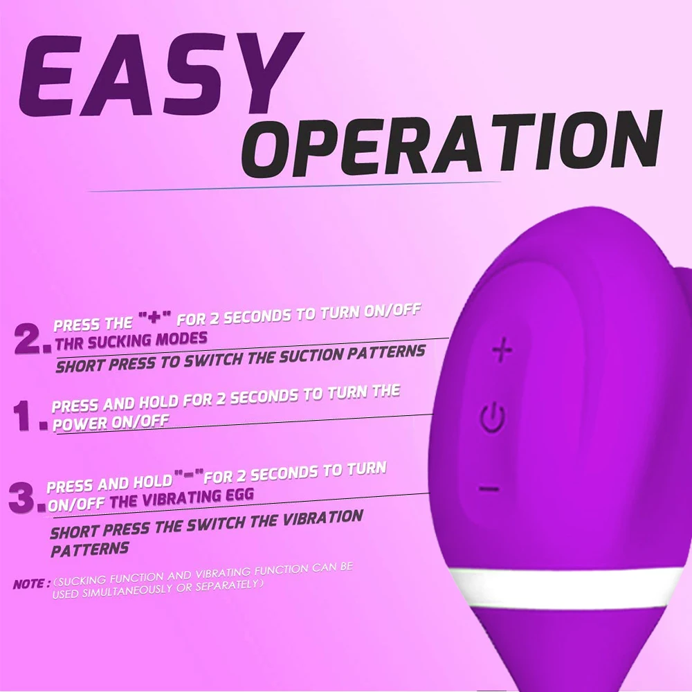 2 in 1 Clitoris Sucking Vibrator for Women Vibrating Egg Licking Oral Clit Vacuum Stimulator Female Sex Toy for Adults