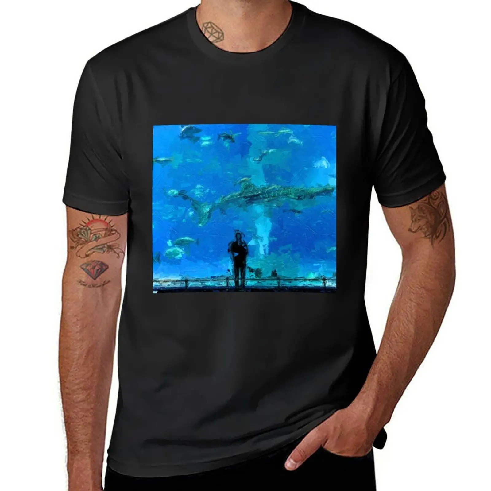 

New Aquarium oil painting T-Shirt animal print shirt for boys custom t shirts design your own t shirts for men graphic