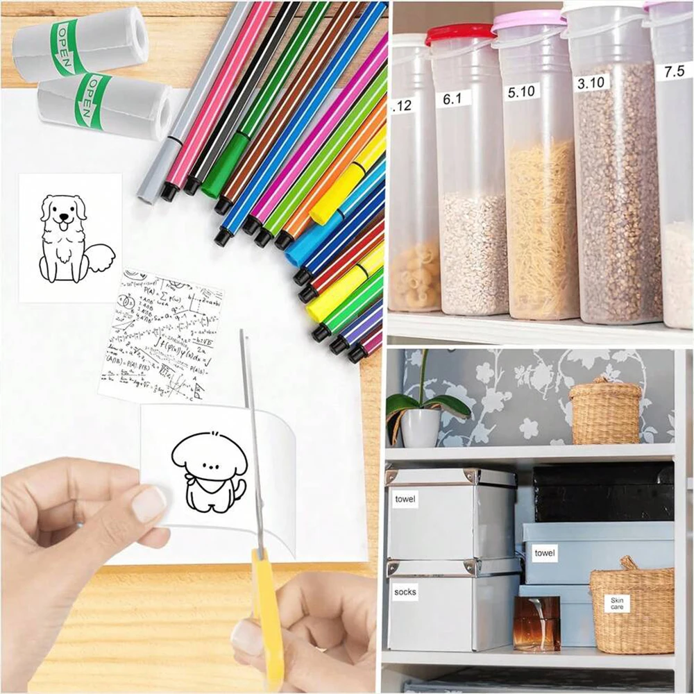 5/10/20 롤 사진 체크리스트 메모용 미니 자체 접착식 프린터 스티커 용지 리필 포켓 사진 인쇄 라벨 57*25MM