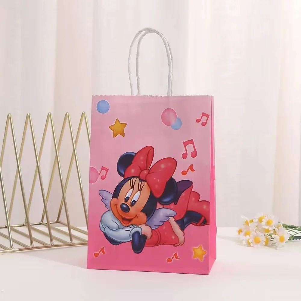thumbnail image 1 of Juego de 6/24 bolsas de regalo con asa para decoración de fiestas de cumpleaños de Mickey Minnie Mouse, bolsas de papel para dulces, suministros para fiestas de baby shower para niños y niñas, 1 of 5
