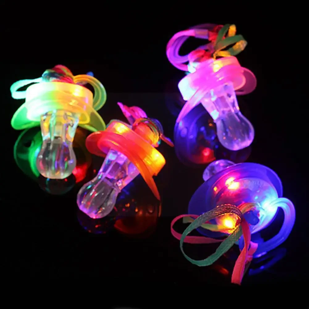 

Interesting Colorful Creative Luminous LED Soother Soft Light Toy Necklace Whistle Pacifier Led Light Glowing Flashing Cheer Toy