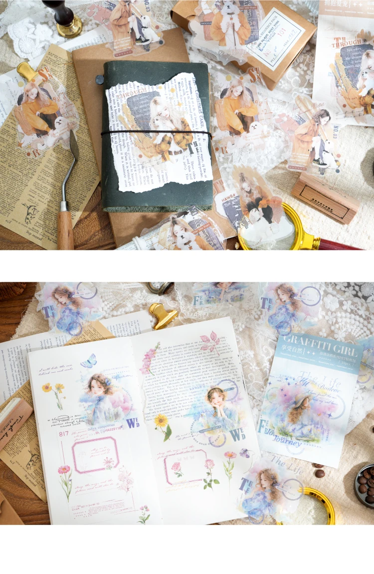 Yoofun 10 teile/los romantische Graffiti kawaii Aufkleber Junk Journal ing dekorative mobile Scrap booking Aufkleber Briefpapier – Detail 6