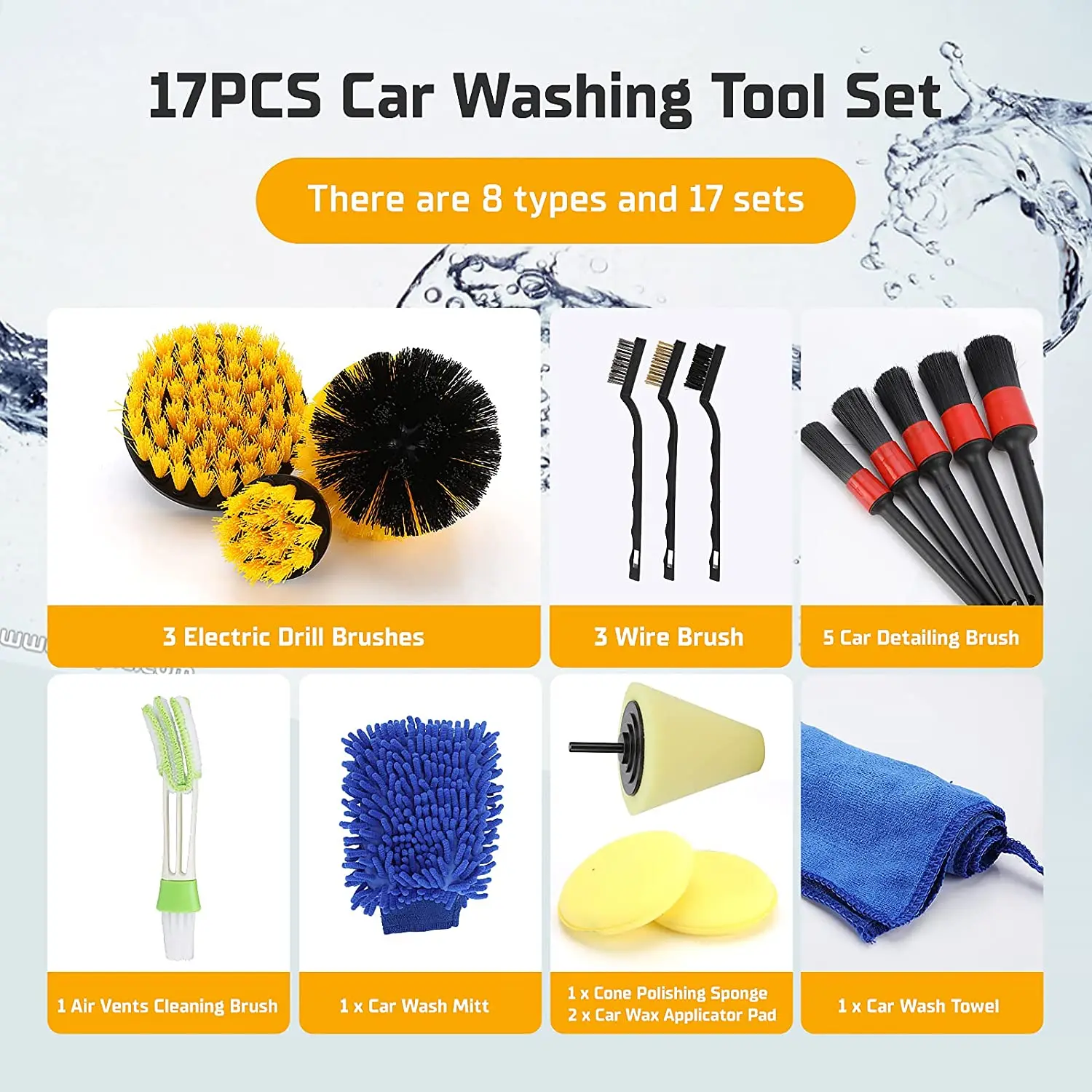5x Car Detail Brush Kit Automotive Detail Cleaning Brushes Set for