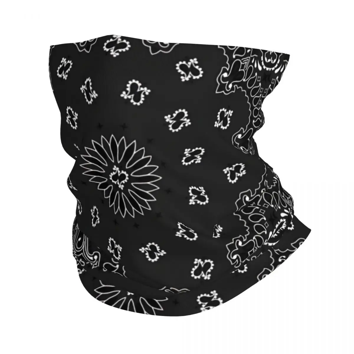 

Black Paisley Bandana Neck Cover Motorcycle Club Paisley Style Wrap Scarf Multi-use Balaclava Cycling Unisex Adult All Season