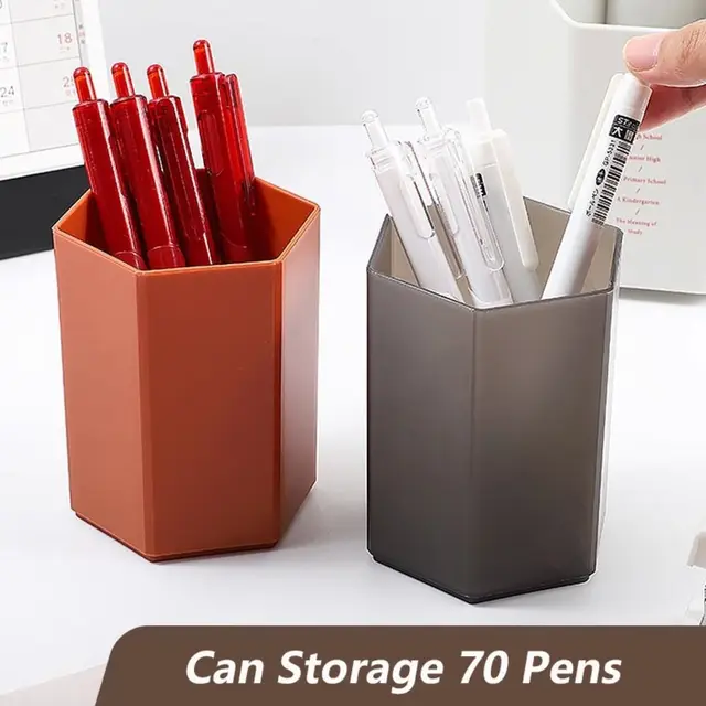 Creative Hexagonal Design Pen Holder Large Capacity Pen Container Simple Desk Organizer Pencil Storage Box Stationery Pen Barrel 1